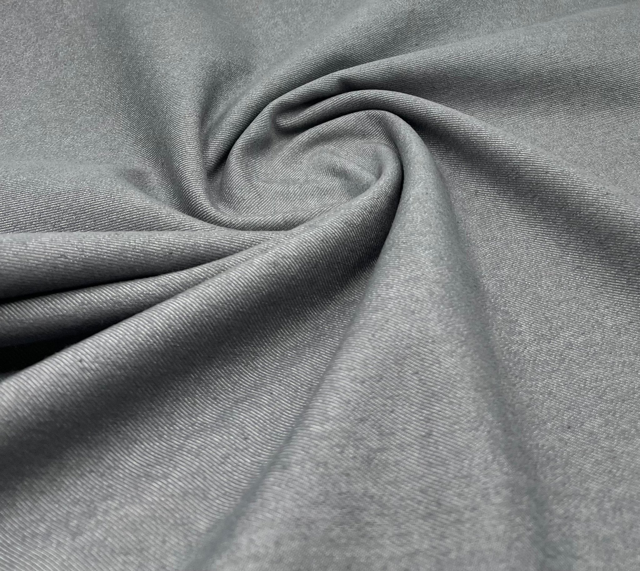 Grey Plain Washed Stretch Denim 280GSM - T9 Fabrics